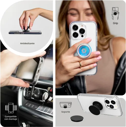 Miniatura 8 de PopSockets Agarre para teléfono con soporte expandible, agarre adhesivo, color negro