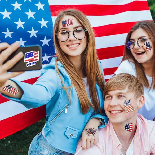 Miniatura 2 de winthrop 240 tatuajes temporales del 4 de julio para niños, envueltos individualmente, impermeables y seguros, diseños de bandera de Estados Unidos