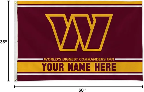 Miniatura 7 de Rico Industries NFL Football Washington Commanders - Bandera personalizada de 3 x 5 pies, fabricada en los Estados Unidos, decoración
