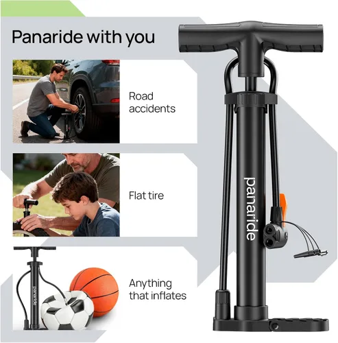 Miniatura 2 de Bomba de bicicleta de suelo, inflador avanzado de neumáticos de bicicleta, bomba de aire manual para bicicleta con válvulas Presta y Schrader