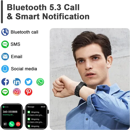 Miniatura 3 de Reloj inteligente con monitor de frecuencia cardíaca, monitor de actividad con podómetro, monitor de sueño, contador de calorías y pasos, reloj Negro