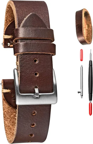 torbollo Correa de reloj de 0.78 pulgadas para hombre, correa de reloj de cuero Horween para hombre, liberación rápida, hecha a mano, reloj vintage
