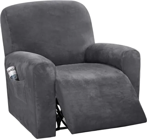 Miniatura 14 de H.VERSAILTEX Fundas elásticas de terciopelo para sillón reclinable, fundas para silla reclinable estilo de 4 piezas, funda para sillón reclinable
