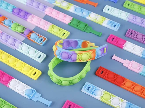 Miniatura 2 de 300 pulseras de juguete para ansiedad, pulseras sensoriales de burbujas emergentes, juguetes sensoriales para aliviar el estrés, pulsera de silicona
