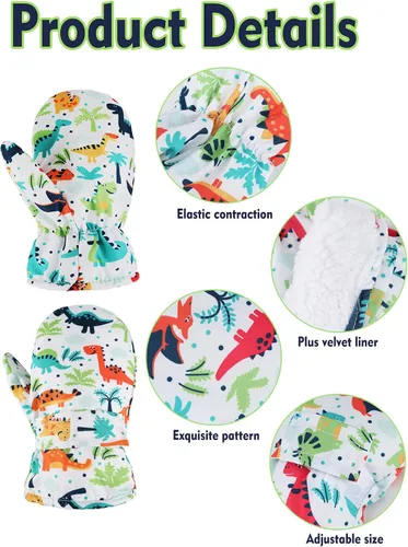 Miniatura 4 de SATINIOR 2 pares de manoplas impermeables para niñas, guantes de nieve para niños, guantes de esquí cálidos y gruesos para actividades al aire libre