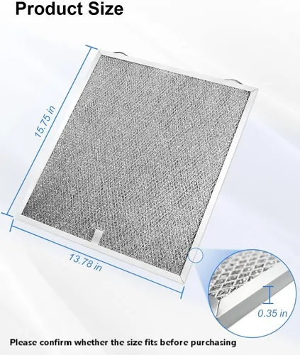 Miniatura 2 de 2 filtros de campana extractora S99010430-002 compatibles con Broan Nutone Ken-more de 15-3/4 pulgadas x 13-7/8 pulgadas x 3/8 pulgadas x 3/8