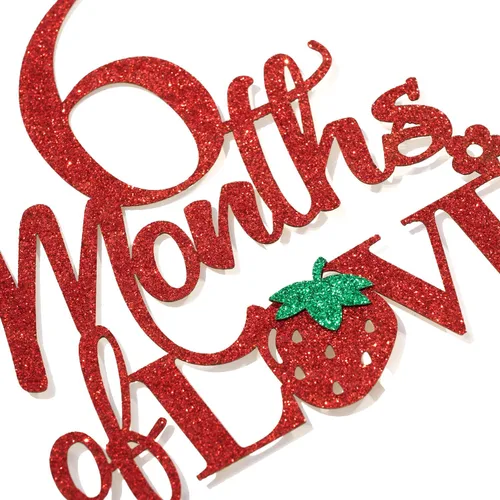 Miniatura 6 de Decoración para pastel de 6 meses de amor, decoraciones de pastel de cumpleaños de 6 meses, 1/2 camino a uno, decoraciones de medio cumpleaños