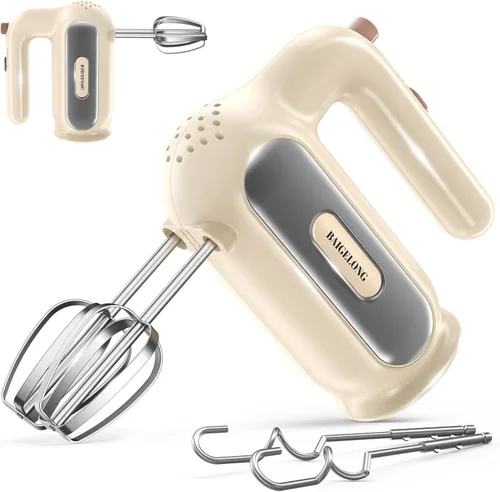 Batidora de mano eléctrica, 5 velocidades, batidora manual pequeña, 2* (ganchos para masa y batidores) licuadora de alimentos, batidora de cocina