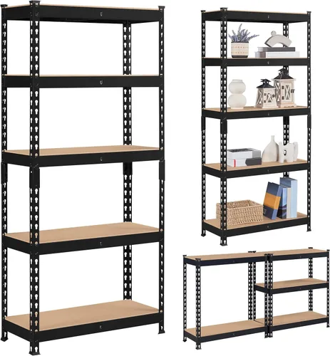 Miniatura 8 de Topeakmart 4 estantes utilitarios de 5 niveles, estantes de almacenamiento de metal, estantería de garaje, estantes de almacenamiento ajustables