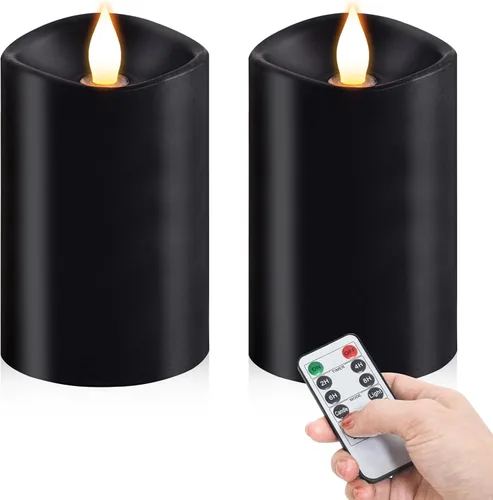 Miniatura 22 de Velas sin llama de 3 x 3 que funcionan con pilas con temporizador remoto, duran 600 horas, velas de batería parpadeantes, velas LED eléctricas