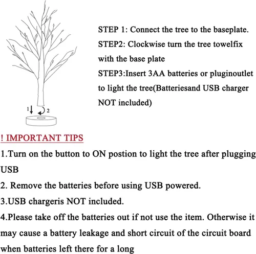 Miniatura 4 de Hairui Árbol de magnolia iluminado con temporizador de 18 pulgadas, 35 luces LED, funciona con pilas o enchufe USB, árbol de mesa de vegetación
