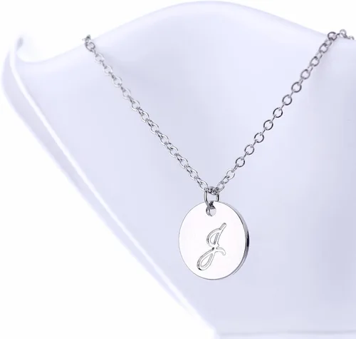 Miniatura 4 de AOLO Personalized Birthstone Initial A Necklace Engraved Disc Danity Pendant Necklaces Silver