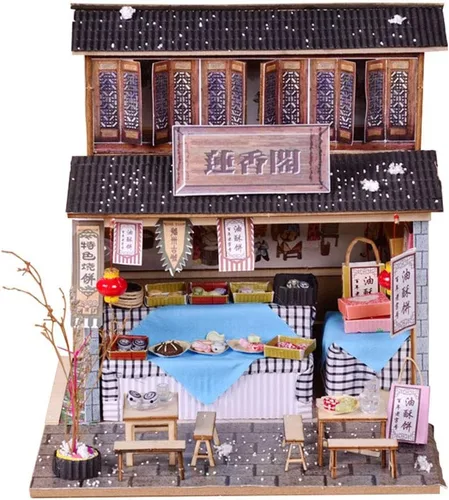 Miniatura 2 de Kit de casa de muñecas en miniatura con muebles, estilo chino 3D, casa de muñecas en miniatura de madera, kit de casa de muñecas en miniatura