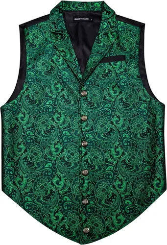 Miniatura 3 de Barry.Wang Conjunto de chaleco victoriano de seda para hombre, cuello a medida, chaleco gótico steampunk, formalocio, Oro