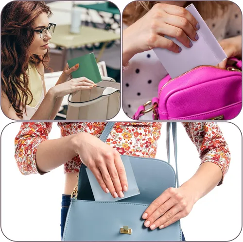 Miniatura 4 de 8 piezas de piel de cordero bolsa de cosméticos pequeña bolsa de maquillaje portátil para monedero pequeña bolsa de maquillaje pequeña bolsa de piel