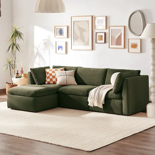 mopio Sofá Seccional Modular de Gran Tamaño con Fundas Completamente Removibles y Almacenamiento, Convertible en U, Forma de L y Seccional Cama,