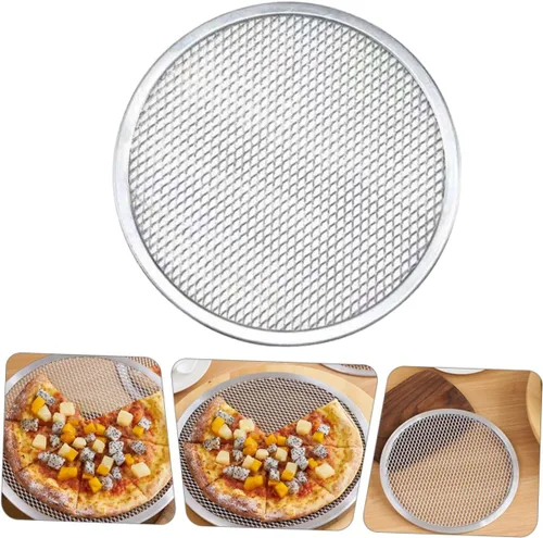 Miniatura 5 de Bandeja de pizza de aluminio para hornear Bandeja de pizza para uso en horno, bandeja sin costuras para pizza casera y hornear