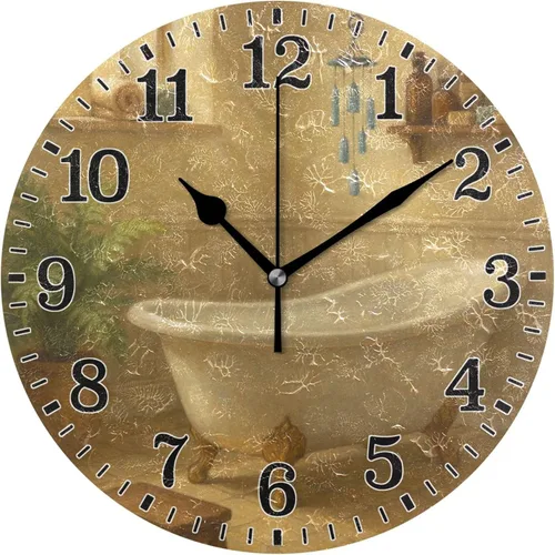 Miniatura 12 de JUNZAN Reloj de bañera con vino romántico espumoso y velas, reloj de pared silencioso de 10 pulgadas, pequeño reloj redondo, decoración de cocina