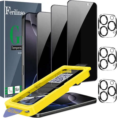 Miniatura 14 de Ferilinso Paquete de 3 protectores de pantalla de privacidad para Apple iPhone 14 Pro, accesorios de vidrio templado, pantalla de privacidad