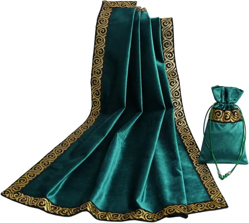 Miniatura 29 de BLESSUME Paño de mesa y bolsa de terciopelo de bruja Altar Tarot Paño cuadrado de adivinación (rosa)