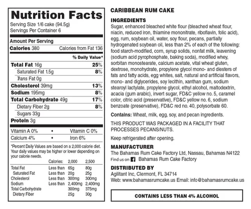 The Bahamas Ron Cake Factory Ole Nassau Original con pastel de ron de nueces, 20 onzas