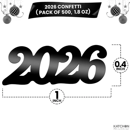 Miniatura 2 de KatchOn, Confeti de graduación negro brillante 2026 – Paquete de 500 Confeti de graduación 2026 decoraciones de graduación 2026 Decoraciones
