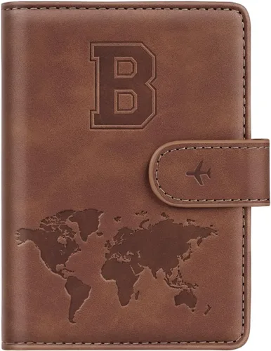 Miniatura 12 de Funda para Pasaporte Personalizada con Letra de la A a la Z, Billetera de Viaje con Bloqueo RFID, Funda para Pasaporte, Estuche para Pasaporte