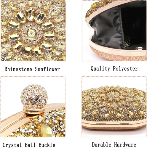 Miniatura 5 de Crbeqabe Bolso de mano de noche con diamantes de imitación para mujer, bolsos de mano con diamantes de novia, bolso de boda, baile de graduación