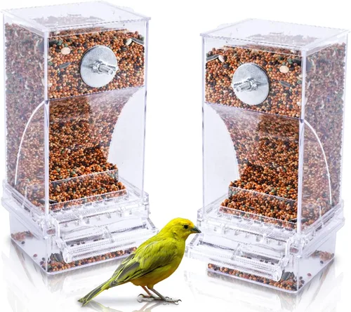 Miniatura 13 de Hamiledyi - Set de comederos sin ensuciar para pájaros con dispensador de agua, contenedor de semillas para periquitos, comedero automático
