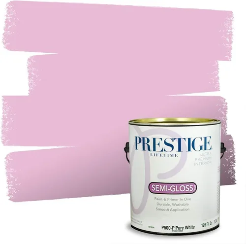 Miniatura 168 de Prestige Paints E100-T-SW6591 Pintura exterior e imprimación en uno, 1 galón, plano, combinación comparable de Sherwin Williams Amaryllis, 1 galón