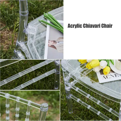 Miniatura 3 de BOOSDEN Clear Chiavari Chairs, Transparent Acrylic Plastic Chair, Accent Armless Dining Chairs, Sturdy Clear Chiavari Chair for Wedding, Party