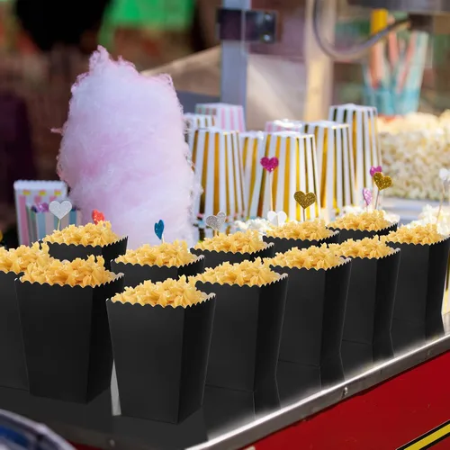 Miniatura 4 de Meanplan Cajas de palomitas de maíz, mini contenedor de cartón para palomitas de maíz, contenedor de cartón para aperitivos, bolsas desechables