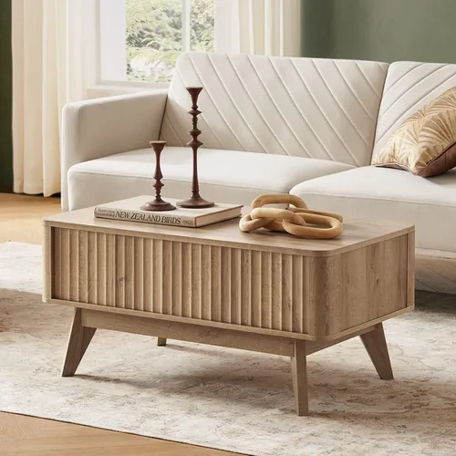 Miniatura 11 de mopio Brooklyn Mesa de Centro con Tapa Elevable para Sala de Estar, Mediados de Siglo, Granja Moderna con Superficie Elevable y Almacenamiento Roble