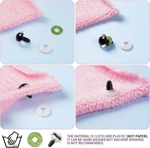Miniatura 4 de MUCUNNIA 120 ojos de seguridad de 0.315 pulgadas para Amigurumi Ojos de seguridad de plástico con purpurina para ganchillo con arandelas, ojos