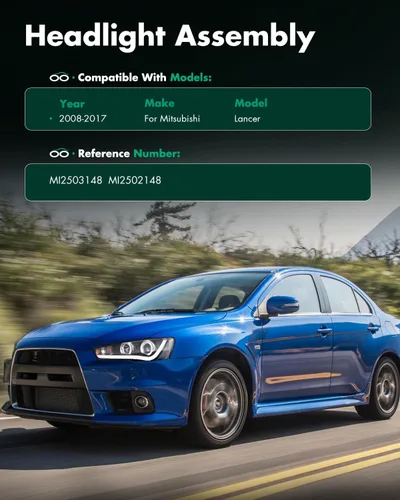 Miniatura 7 de SCITOO Faros delanteros para 2008 2009 2010 2011 2012 2013 2014 2015 2016 2017 para Mitsubishi Lancer par conjunto de faros delanteros carcasa negra