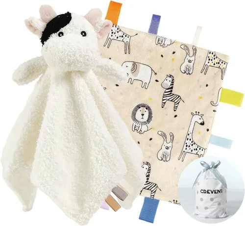 Miniatura 41 de CREVENT - Manta de felpa acogedora para bebé, mantita de seguridad con caras de animales para niños pequeños, regalo para bebés recién nacidos
