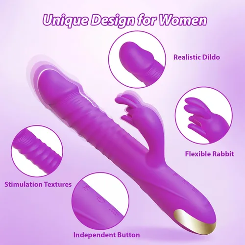 Miniatura 4 de SUPOLA - Vibradores de consolador con empuje, juguetes sexuales para adultos para mujeres - Juguetes sexuales, consoladores, vibrador de conejo