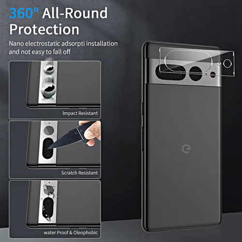 Miniatura 5 de Paquete de 2 + 2 protectores de pantalla de privacidad para Google Pixel 8, antiespía, película de vidrio templado 9H curvada 3D, resistente a