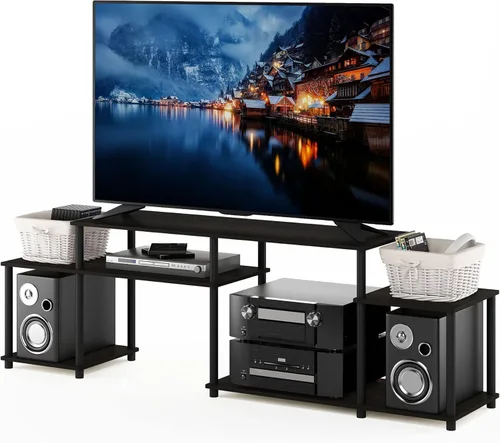 Miniatura 7 de Furinno JAYA - Soporte para TV, roble francés, gris/negro Roble Francés/Negro