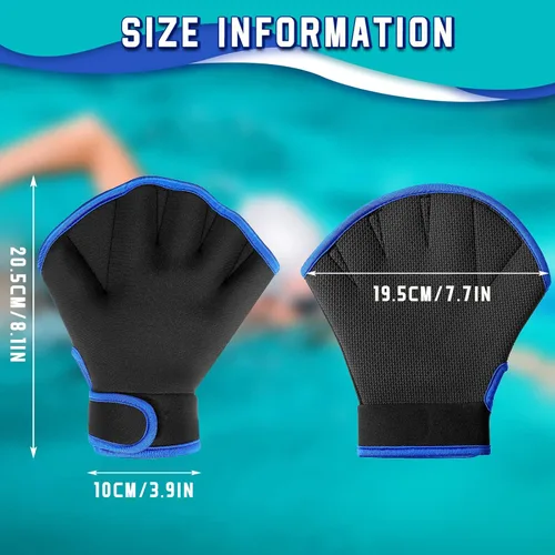 Miniatura 3 de 2 pares de guantes acuáticos de natación, guantes de entrenamiento de natación de mano, guantes de natación para hombres y mujeres, guantes de malla