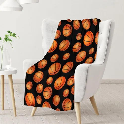 Miniatura 2 de Manta de baloncesto suave, afelpada y cálida, manta pequeña de 50 x 40 pulgadas para oficina, silla, manta deportiva negra, regalos para niños