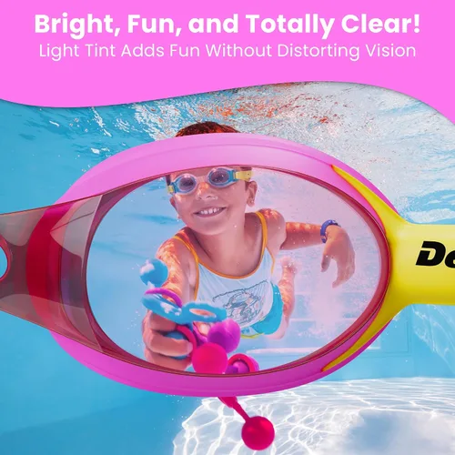 Miniatura 5 de Delfina Gafas de natación para niños de 2 a 7 años, cómodas, sin fugas, antivaho para niños para nadar rosado & azul