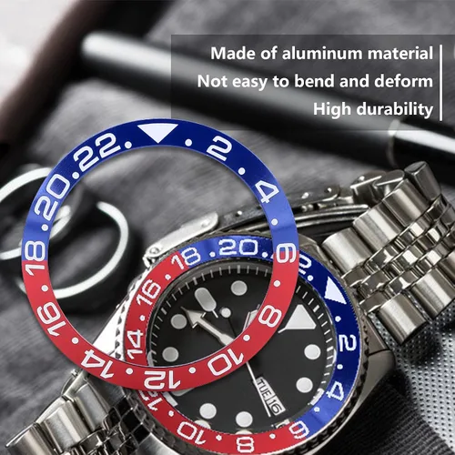 Miniatura 2 de zjchao Inserto de bisel de reloj, anillo exterior de 1.5 pulgadas de diámetro de aluminio para reloj de pulsera, bisel de inserción de anillo