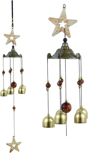 Miniatura 9 de Tradicional Chino Retro 10 Tubos 5 Campanas de Bronce para Patio Jardín Exterior Vida al Aire Libre Campanillas de Viento 85cm (MT-626)
