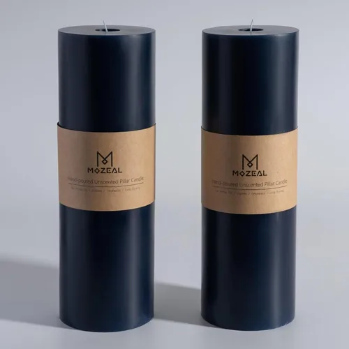 Miniatura 130 de MOZEAL Velas grandes sin perfume vertidas a mano de 3 x 8 pulgadas, sin humo, juego de 2, combustión lenta, sin goteo, aproximadamente 150 horas