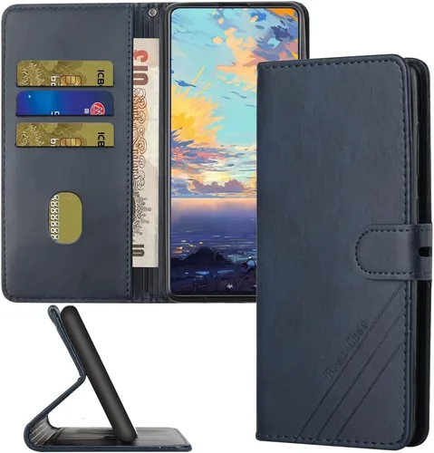 GYHOYA Funda para Xiaomi Poco X5 Pro 5G Wallet Case, Xiaomi Poco X5 Pro 5G Funda de cuero Flip Folio con tarjeteros Kickstand Característica Azul