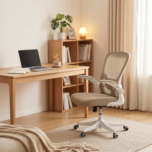 Miniatura 4 de Silla ergonómica de escritorio de oficina, inclinación de 90° a 125°, silla de escritorio para el hogar con ruedas giratorias y silenciosas de 360°