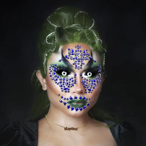 Miniatura 11 de Gemas faciales de esqueleto, joyas del Día de los Muertos, calavera con purpurina para maquillaje, gemas faciales de Halloween, calcomanías