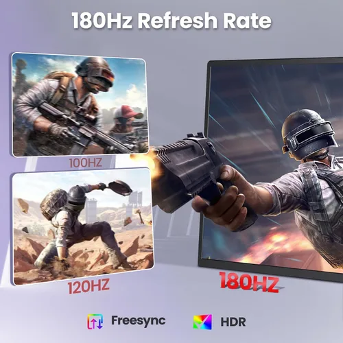 Miniatura 3 de Monitor portátil 2K 180Hz, 23.8 pulgadas, 2560 x 1440 QHD 120% SRGB IPS FreeSync Monitor para juegos, USB-C HDMI, grande, trabajo, hogar, oficina
