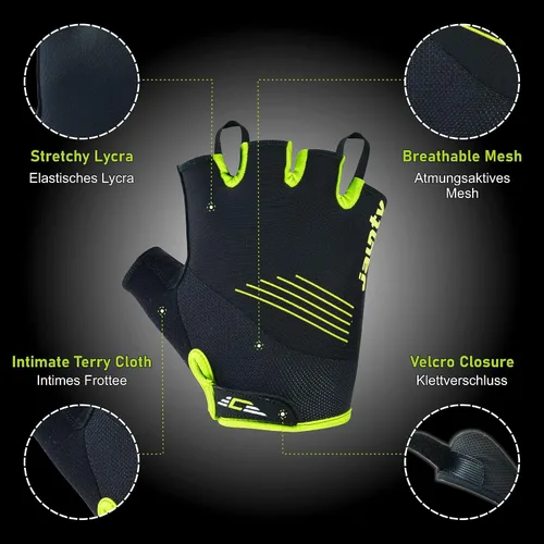 Miniatura 2 de JAUNTY Guantes de ciclismo para hombre, con relleno de gel de medio dedo, guantes de bicicleta para hombre, que absorben los golpes